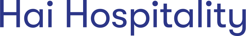 Text: Hai Hospitality in dark blue font. Text: Hai Hospitality in dark blue font.