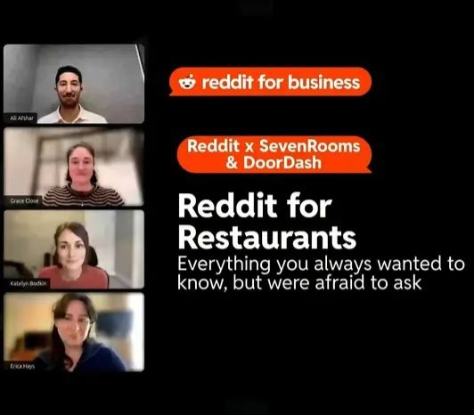 Reddit for Restaurants webinar promo with images.